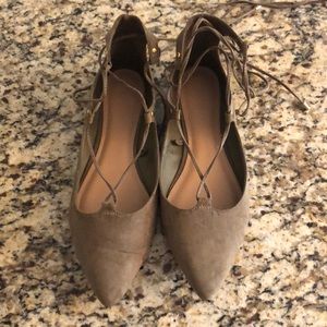 Lace up olive green old navy flats